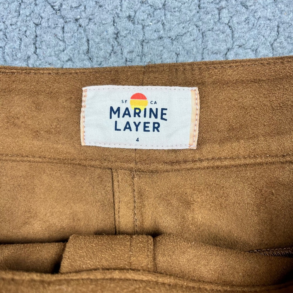 Marine Layer Brown Faux Suede Button Front Mini Skirt Pockets Size 4 - Picture 4 of 9